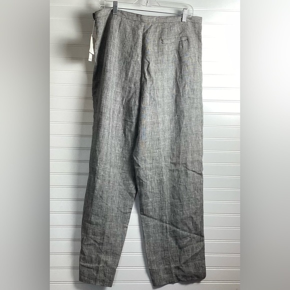 Rafaella NWT 100% Pure Linen Gray & Black Plaids High Rise Wide Leg Pants Size16 - Picture 8 of 11